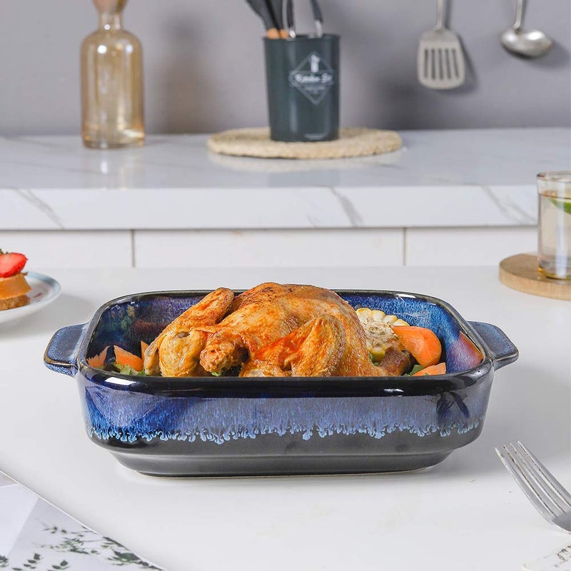 KOOV Ceramic Bakeware  8x8 Baking Dish  Square Baking Pan  Ceramic Baking Dish  Brownie Pans for Cake Dinner  Kitchen  Reactive Glaze (Nebula Blue) - Image 5